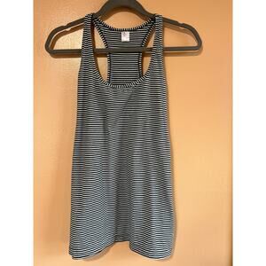 GapFit Breathe Racerback Tank Top Womens L Black White Stripe Activewear